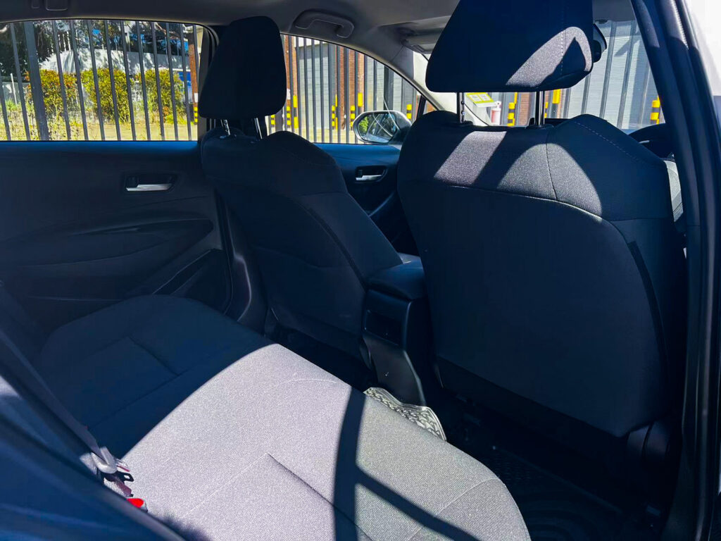 Booknride rental Toyota Corolla Hybrid interior back seat